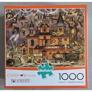 Buffalo Games Trick or Treat Hotel 1000 pc Charles Wysocki 2024 Halloween Sealed